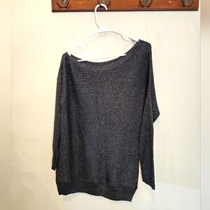 LNC White House Black Market Medium Off the Shoulder Sweater Gray with Silver